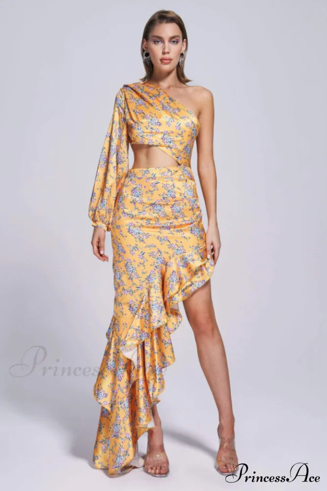 Cassidy One Shoulder Charming Maxi Dress