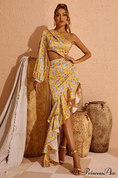 Cassidy One Shoulder Charming Maxi Dress