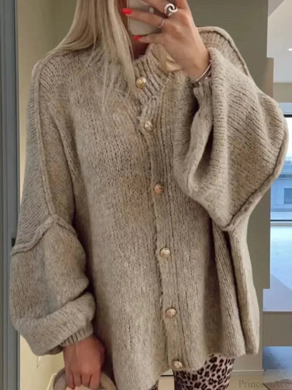 Cozy Loose O-neck Comfortable Lantern Sleeve Stylish Sweater
