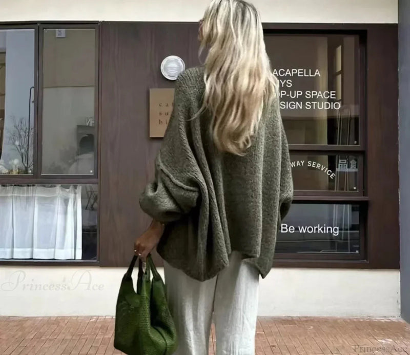 Cozy Loose O-neck Comfortable Lantern Sleeve Stylish Sweater