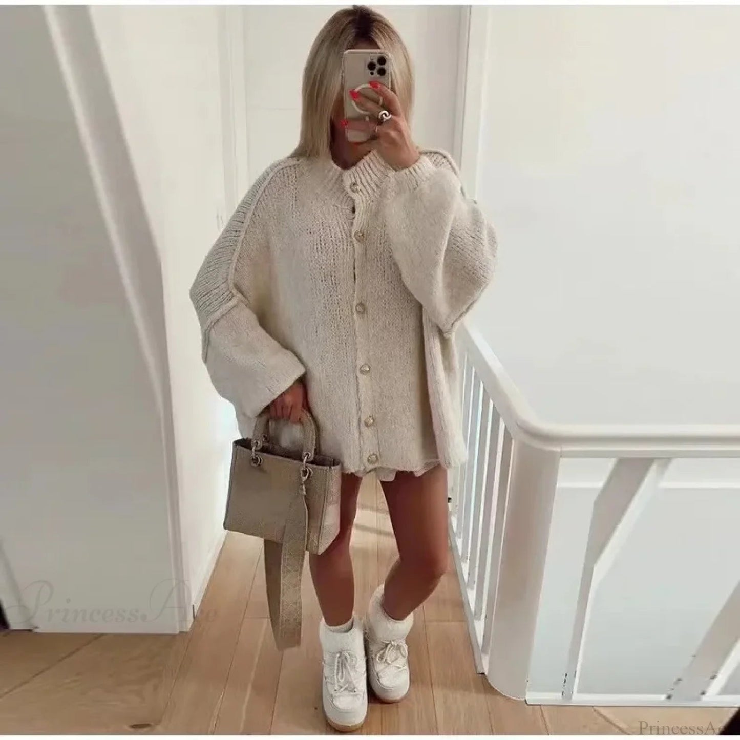 Cozy Loose O-neck Comfortable Lantern Sleeve Stylish Sweater