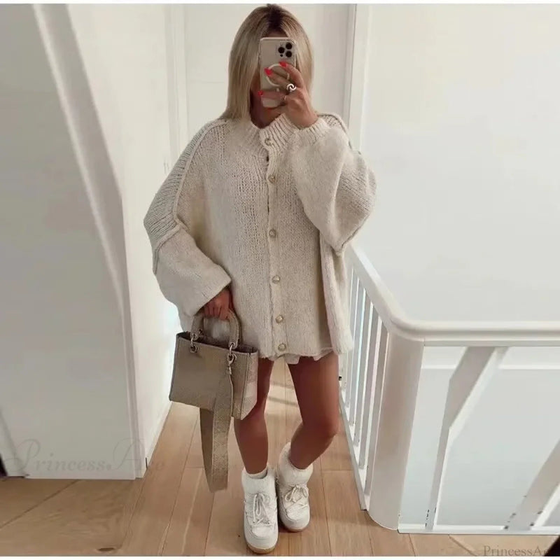 Cozy Loose O-neck Comfortable Lantern Sleeve Stylish Sweater
