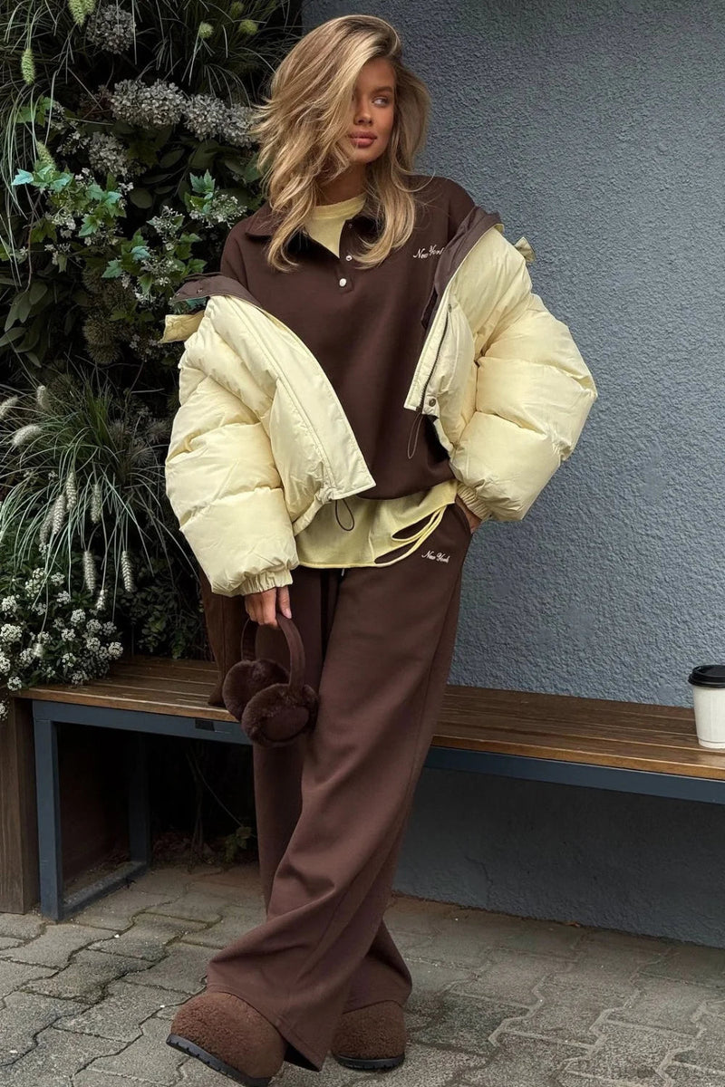 Cropped Color Block Cotton Coat