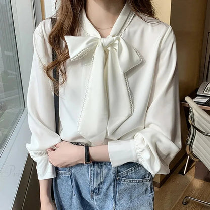 Satin Chiffon Blue Blouse