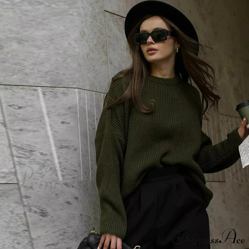 Striped Cozy Oversize Autumnal Gray Fashionable Sweater