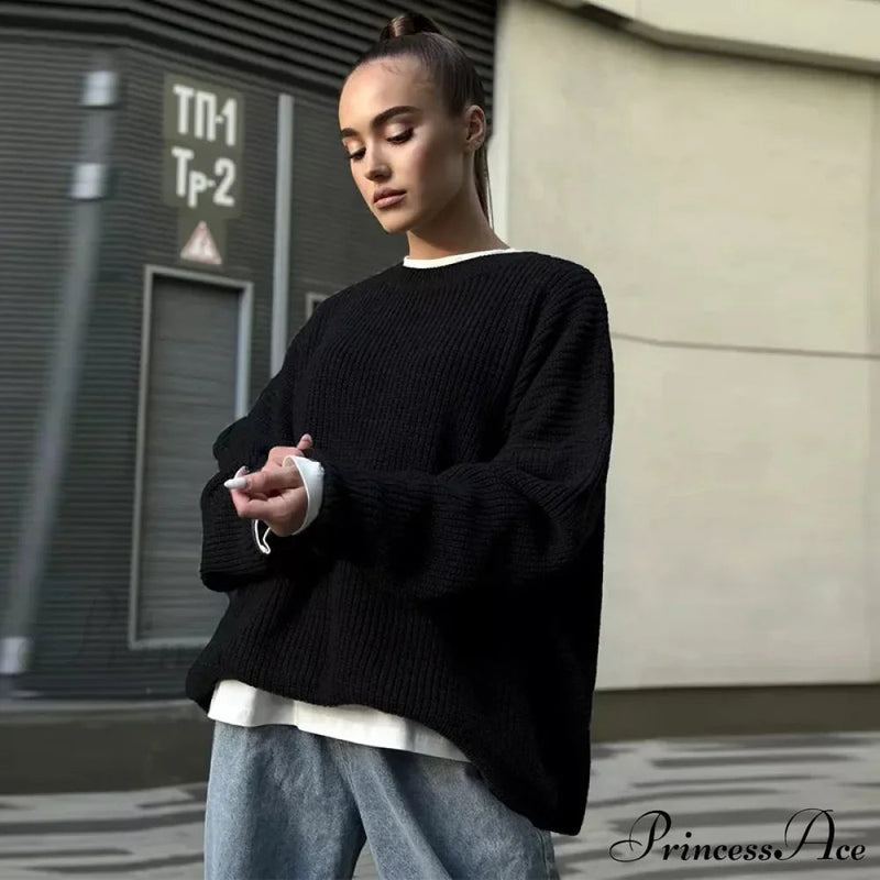 Striped Cozy Oversize Autumnal Gray Fashionable Sweater