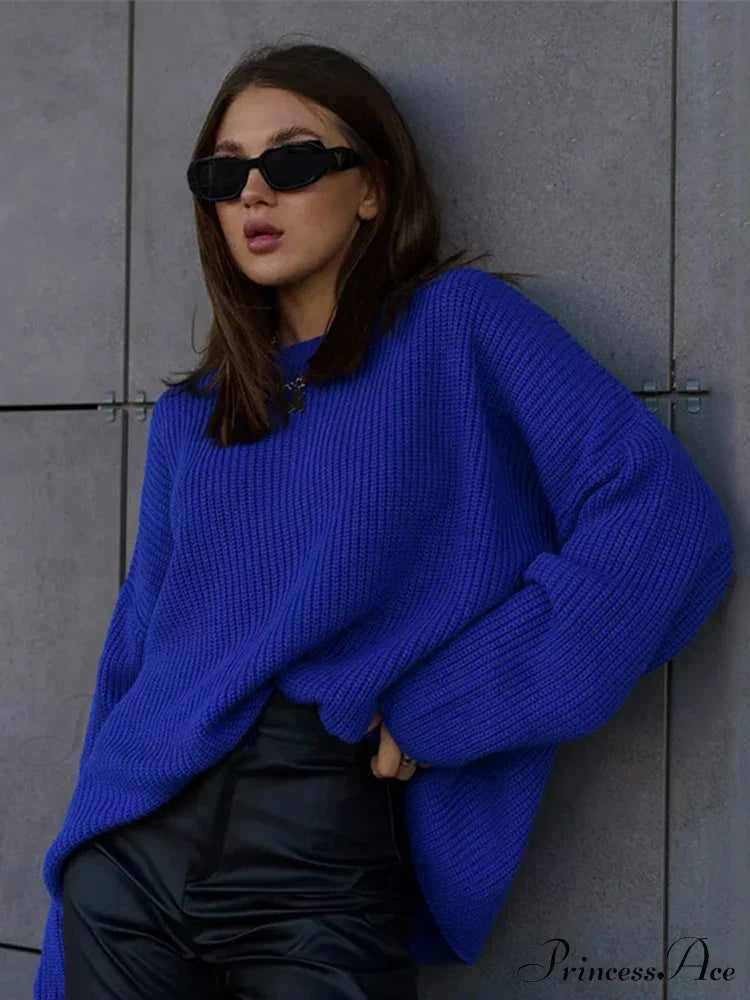 Striped Cozy Oversize Autumnal Gray Fashionable Sweater