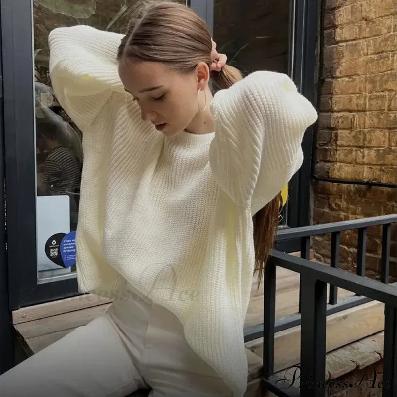 Striped Cozy Oversize Autumnal Gray Fashionable Sweater