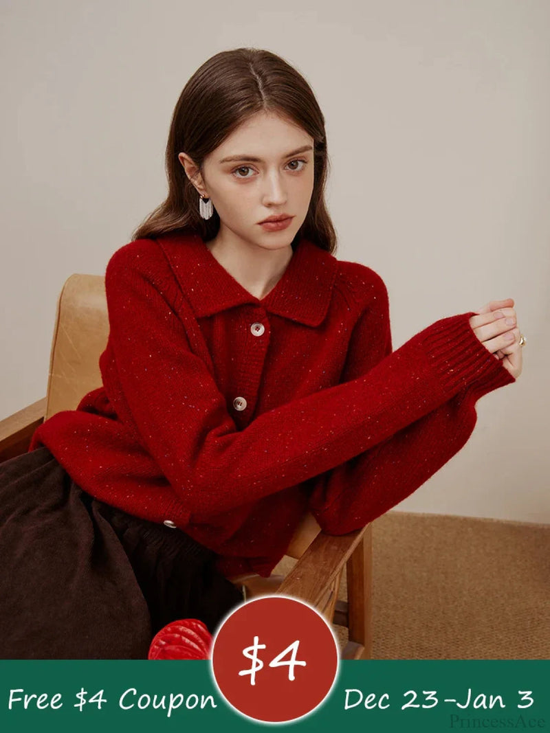 Full Sleeve Loose Layup Knitwear Red Christmas Sweater