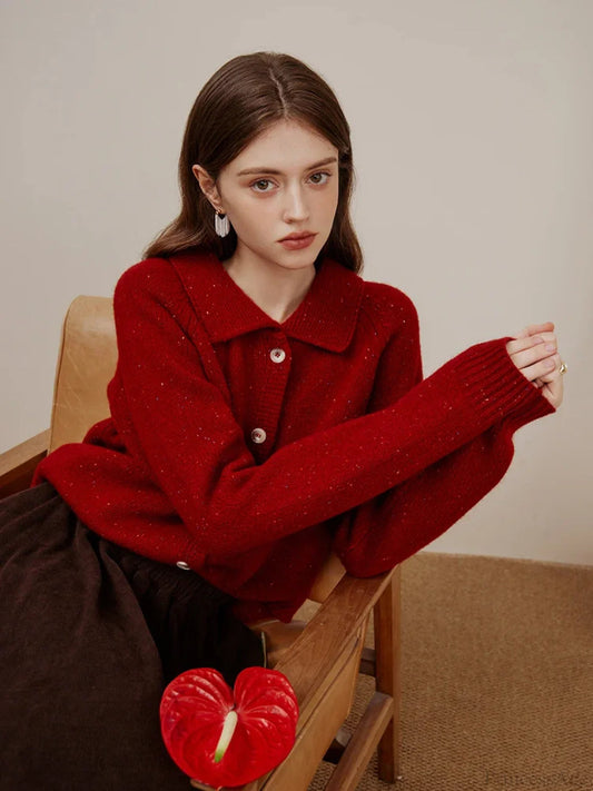 Full Sleeve Loose Layup Knitwear Red Christmas Sweater
