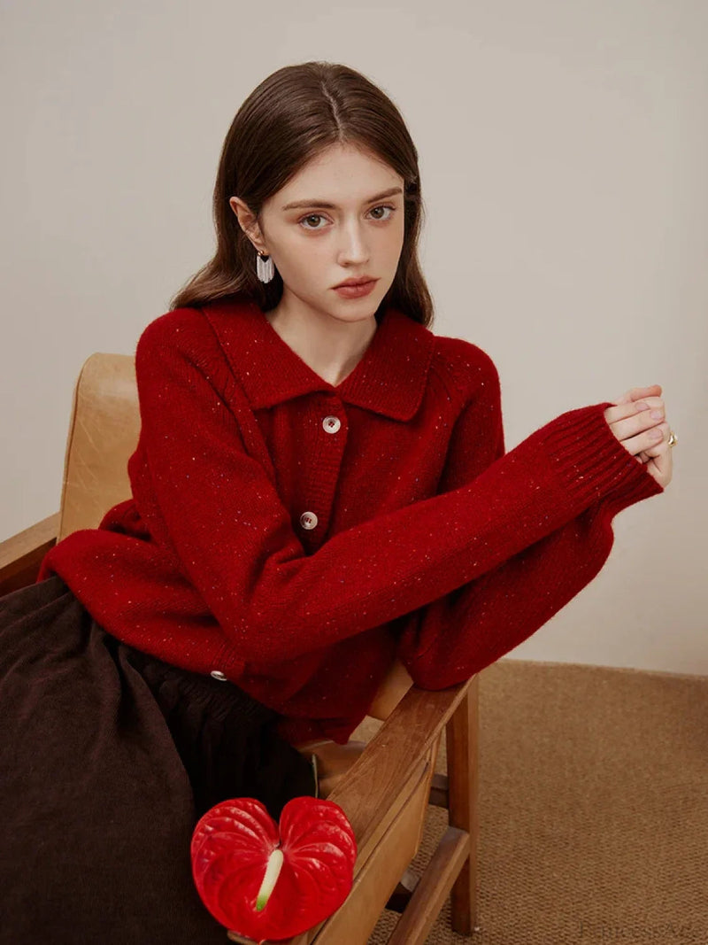 Full Sleeve Loose Layup Knitwear Red Christmas Sweater