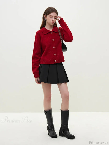 Full Sleeve Loose Layup Knitwear Red Christmas Sweater