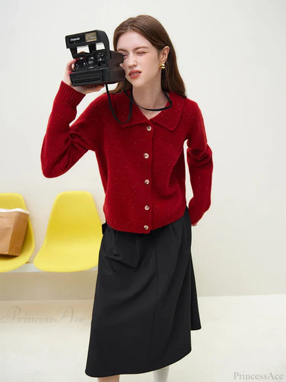 Full Sleeve Loose Layup Knitwear Red Christmas Sweater