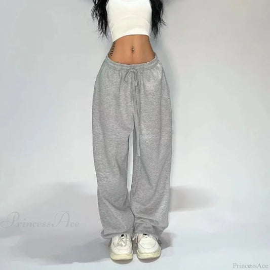 Gray Wide Leg Sweatpants Pants