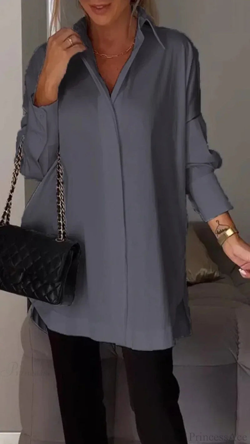Irregular Pullover Long Sleeve Blouse