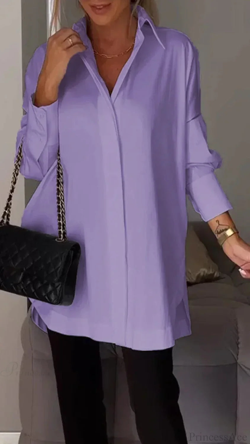 Irregular Pullover Long Sleeve Blouse