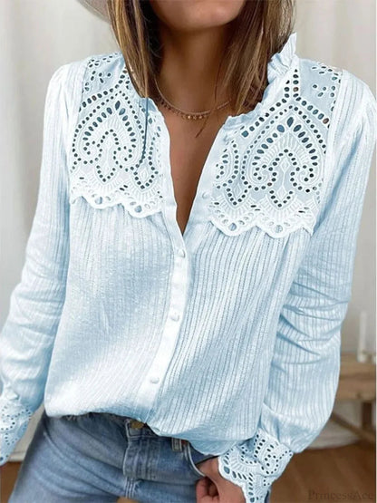 Lace O-neck Loose Blouse