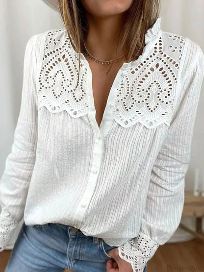 Lace O-neck Loose Blouse