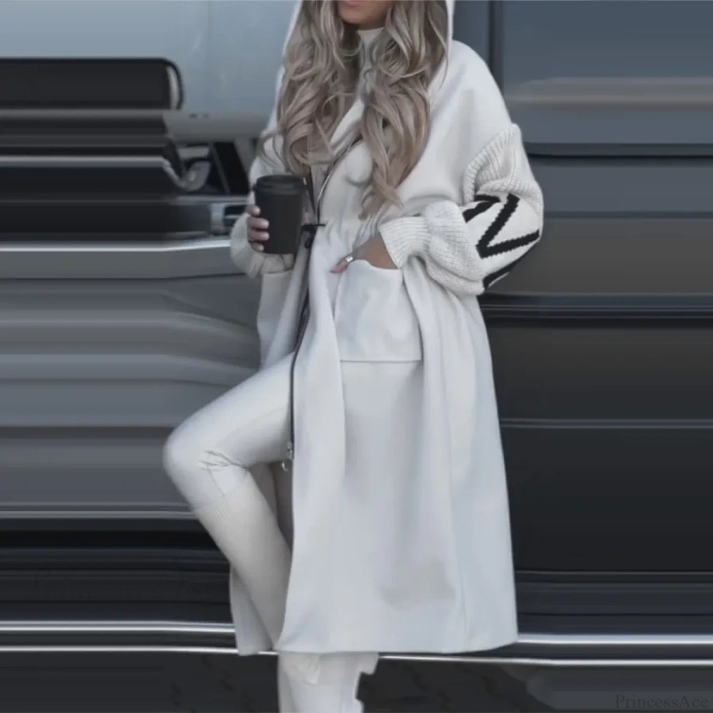 Long Patchwork Lace-up Overcoat