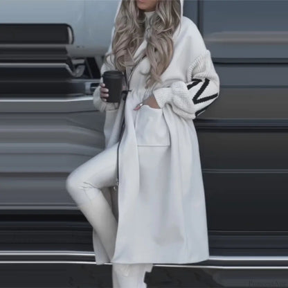 Long Patchwork Lace-up Overcoat