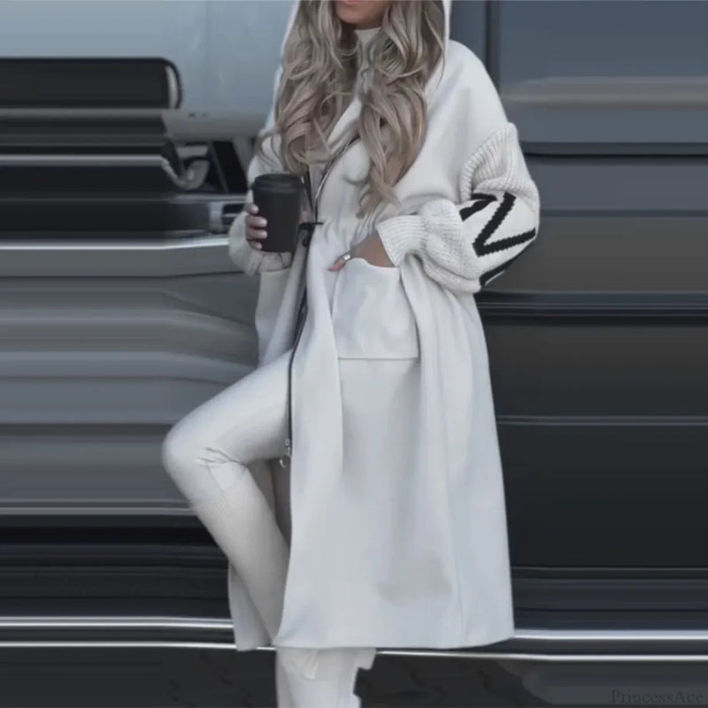 Long Patchwork Lace-up Overcoat