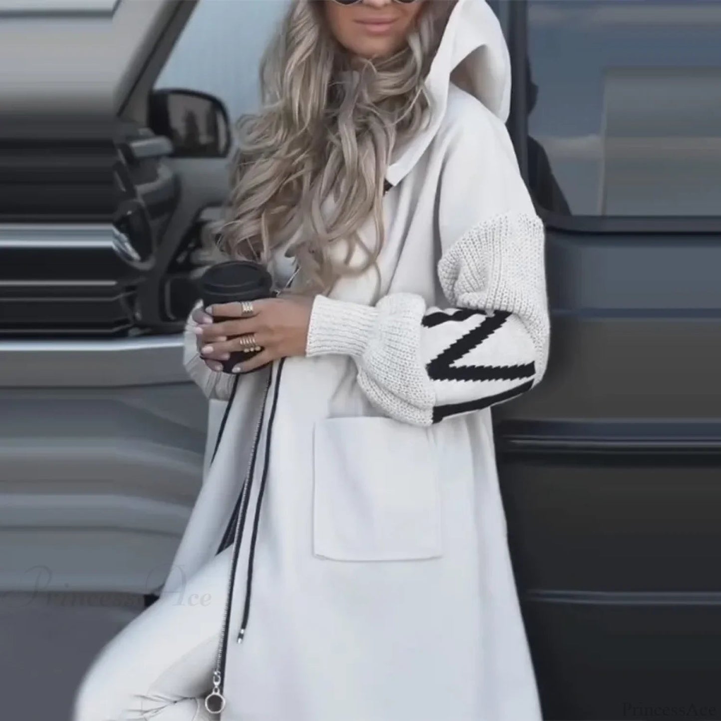 Long Patchwork Lace-up Overcoat