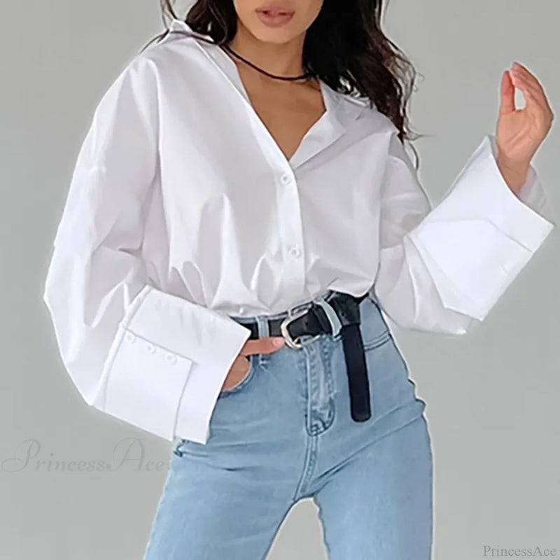 Loose White Shirt Autumn Blouse