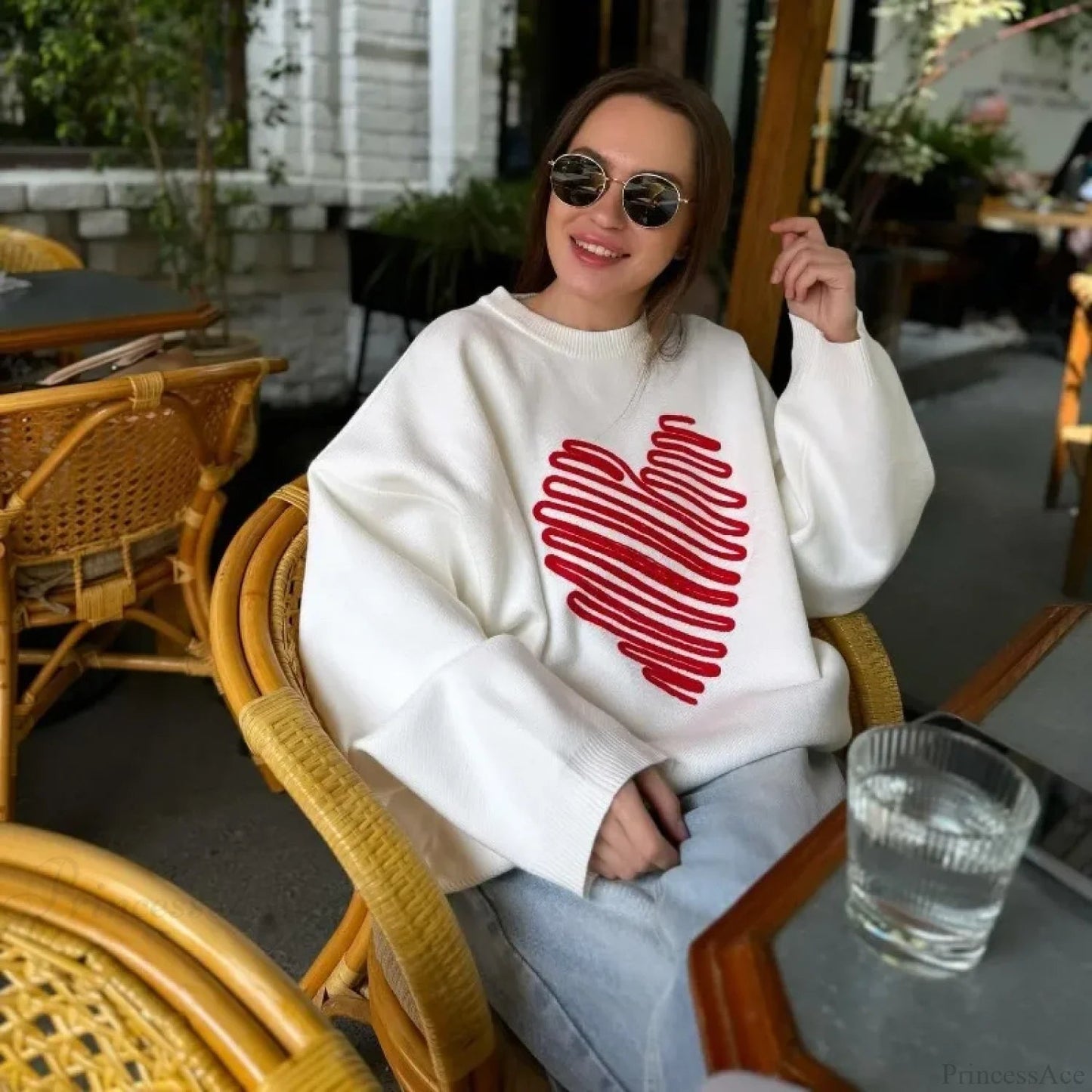 Love Print O-neck Long Sleeve Sweater