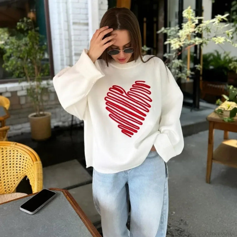 Love Print O-neck Long Sleeve Sweater