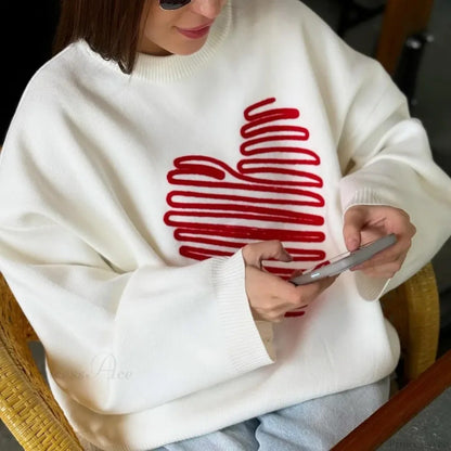 Love Print O-neck Long Sleeve Sweater