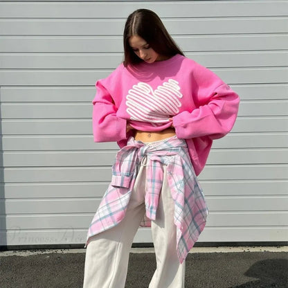 Love Print O-neck Long Sleeve Sweater