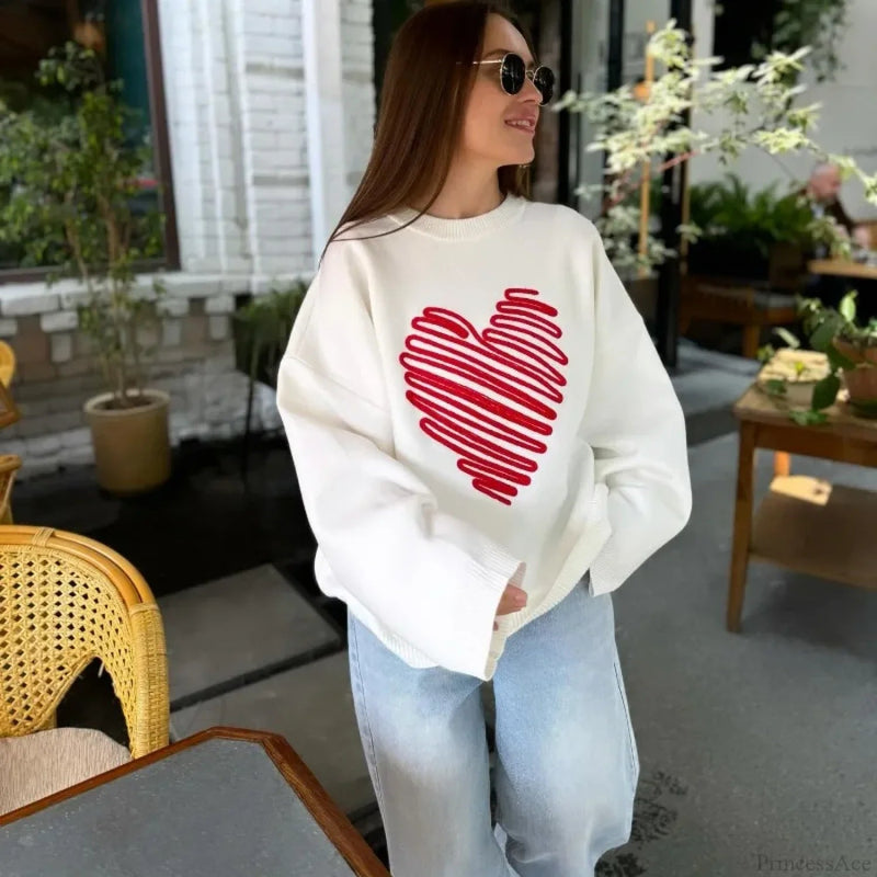Love Print O-neck Long Sleeve Sweater