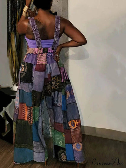 Map Print Spaghetti Strap Maxi Dress