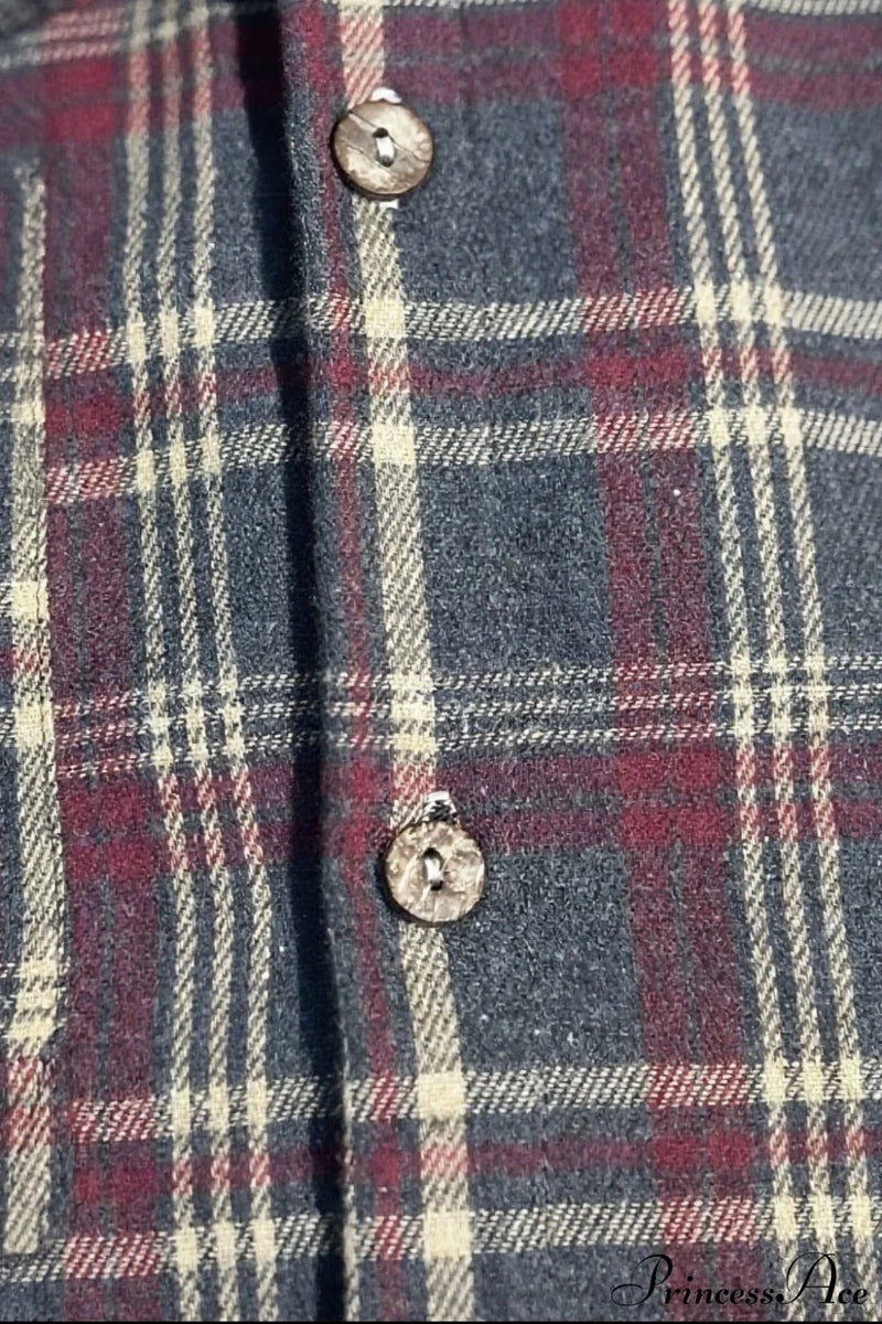 Plaid Lapel Shirt Blouse