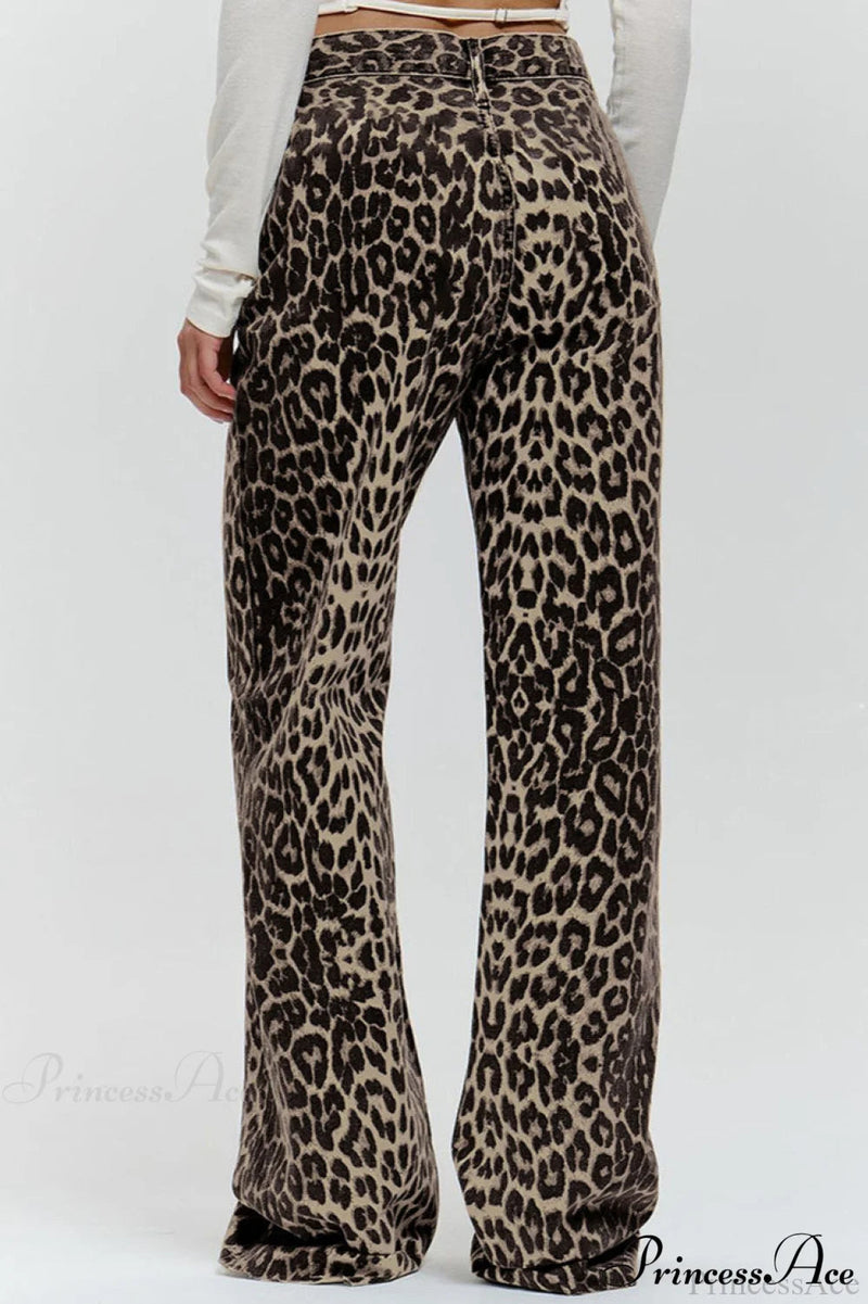 Pure Cotton Leopard Print Wide Leg Pants