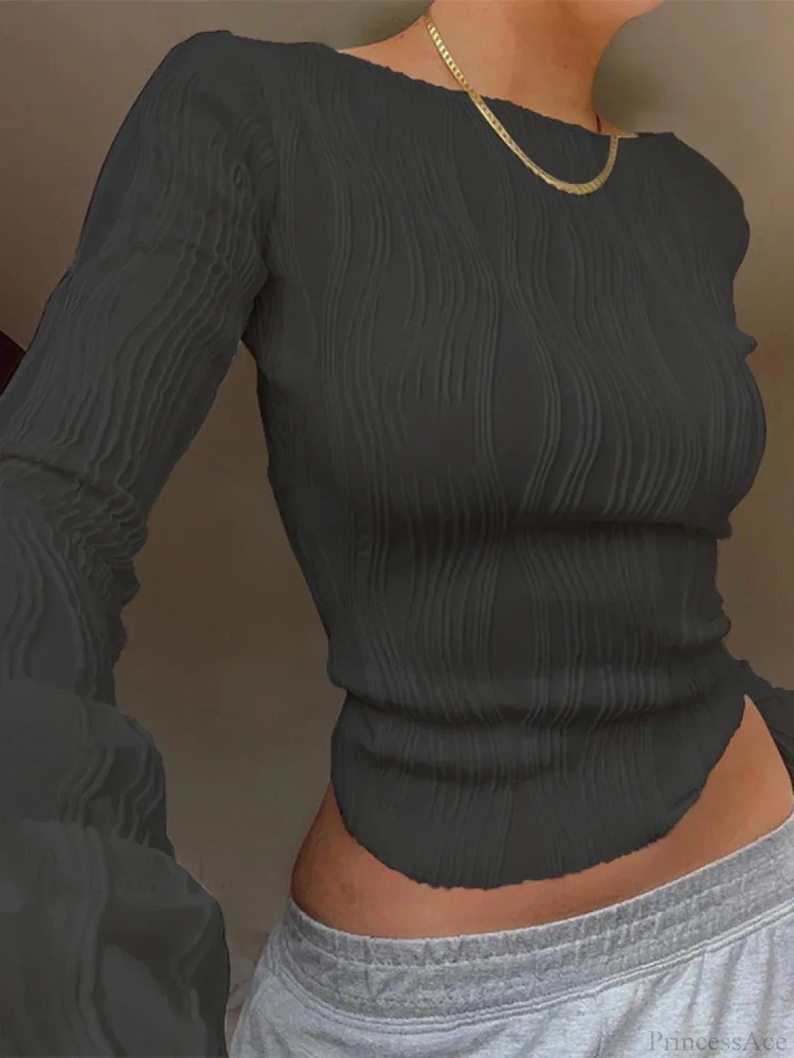 Ruched Long Sleeve T-shirt Sweater