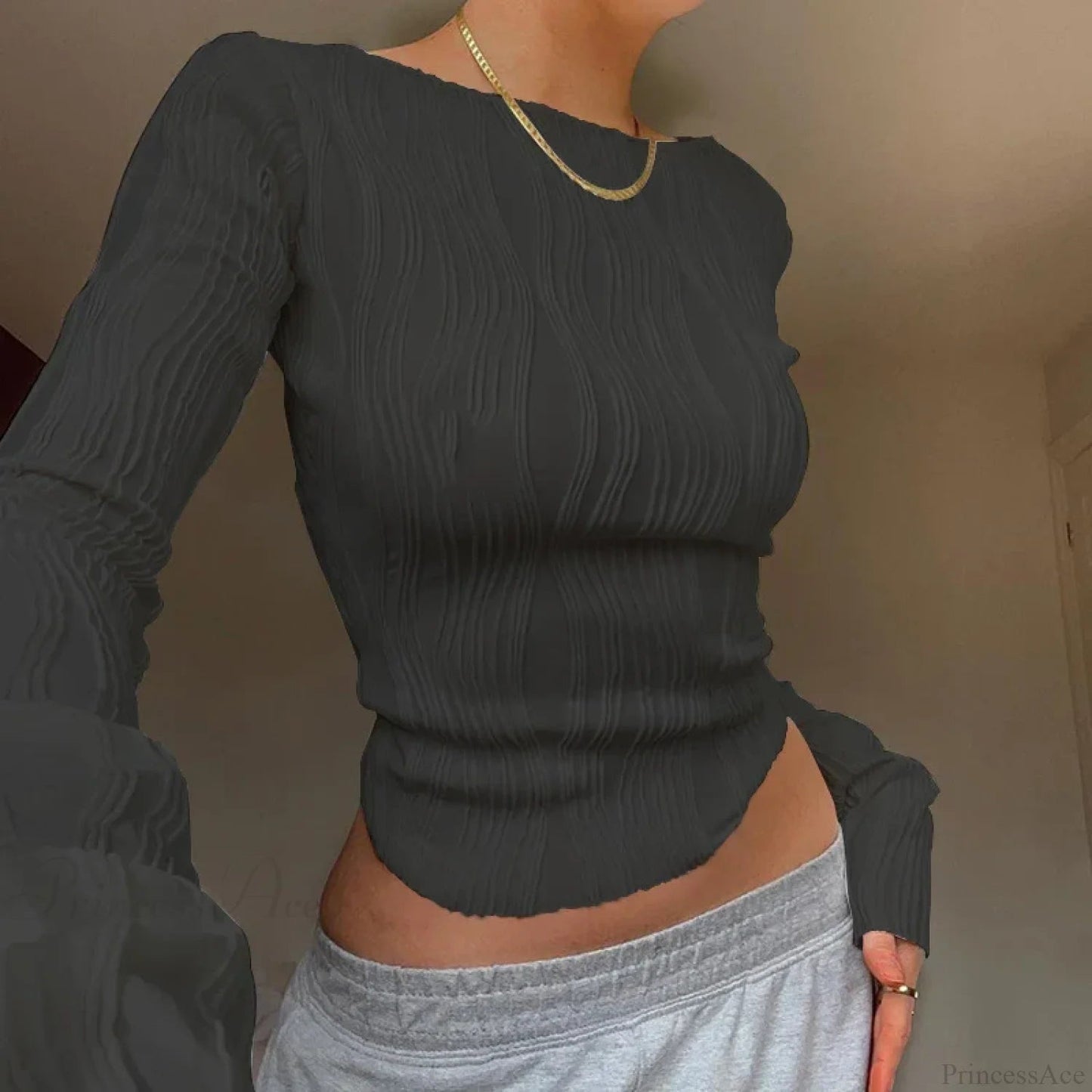 Ruched Long Sleeve T-shirt Sweater