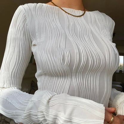 Ruched Long Sleeve T-shirt Sweater