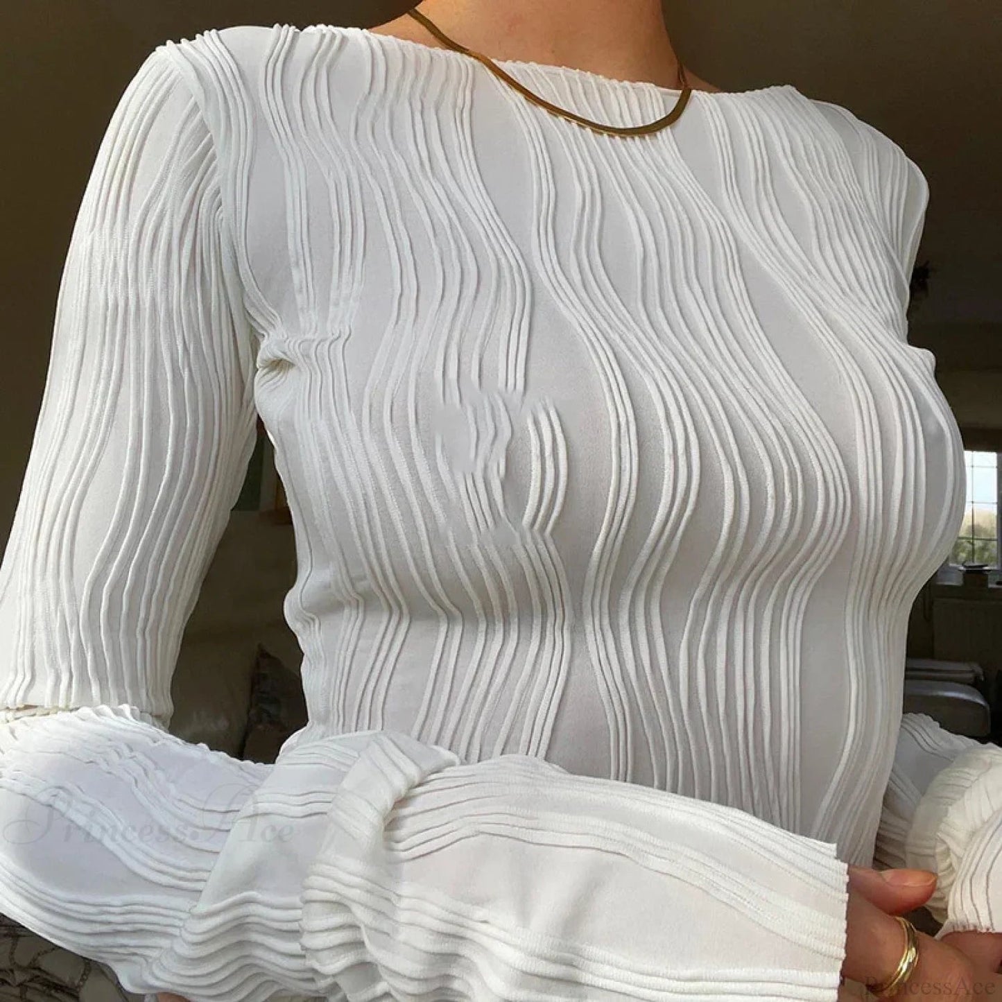 Ruched Long Sleeve T-shirt Sweater