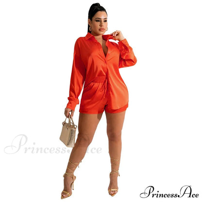 - Set Long and With Outfit Wide Two Piece Arm Blouse Leg Loose Satin Pants