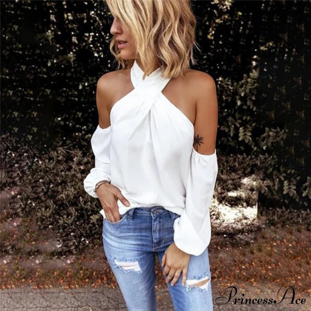 Color Halter Neck Strapless T-shirt