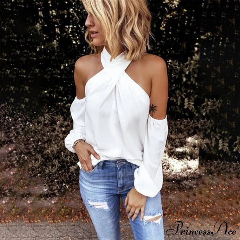Color Halter Neck Strapless T-shirt