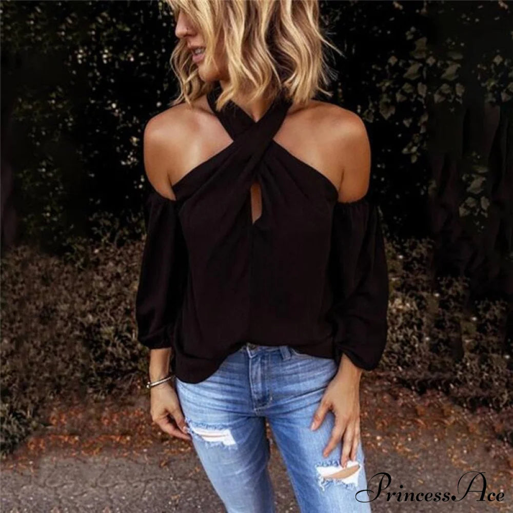 Color Halter Neck Strapless T-shirt
