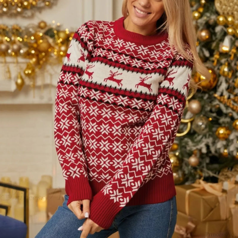 Soft O Neck Long Sleeve Thick Warm Christmas Christmas Sweater