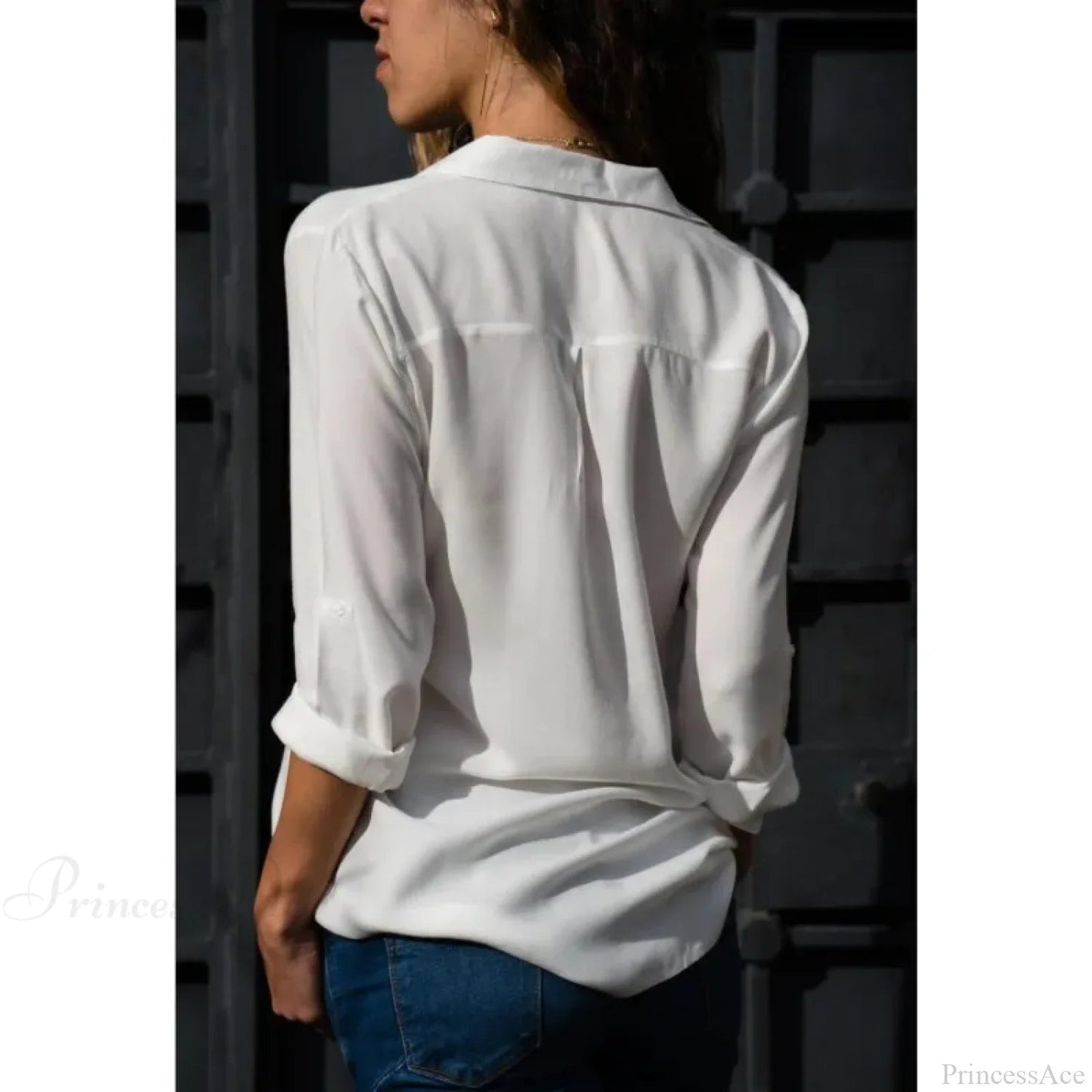 Color Long Sleeve Button Blouse