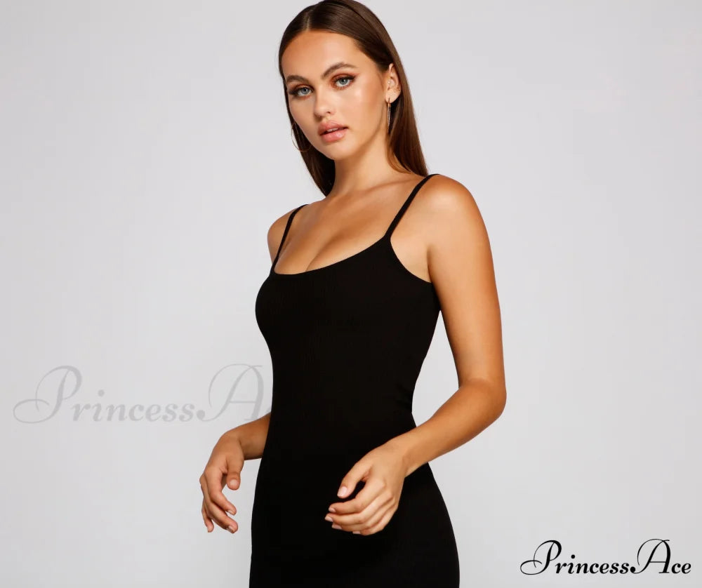 Staple Ribbed Charming Knit Mini Dress