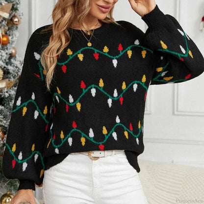 Jacquard Sweet Christmas Party Knitted Loose Christmas Sweater