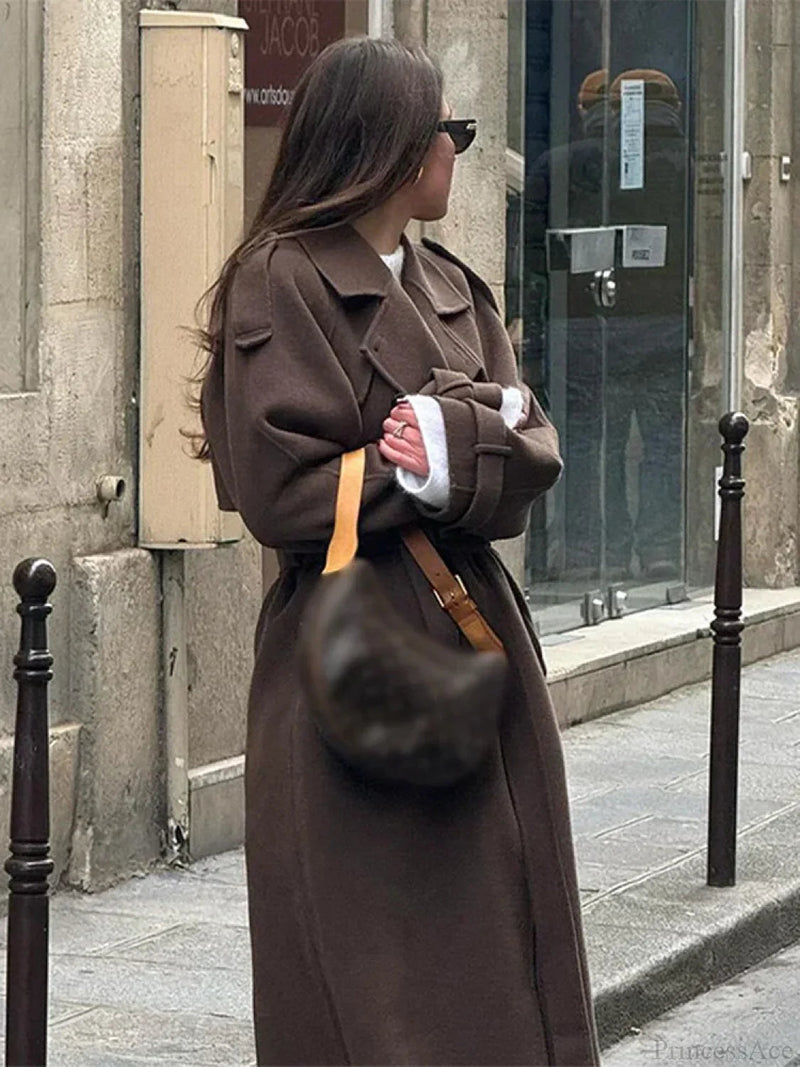 Turn-down Collar Double-breasted Overcoat