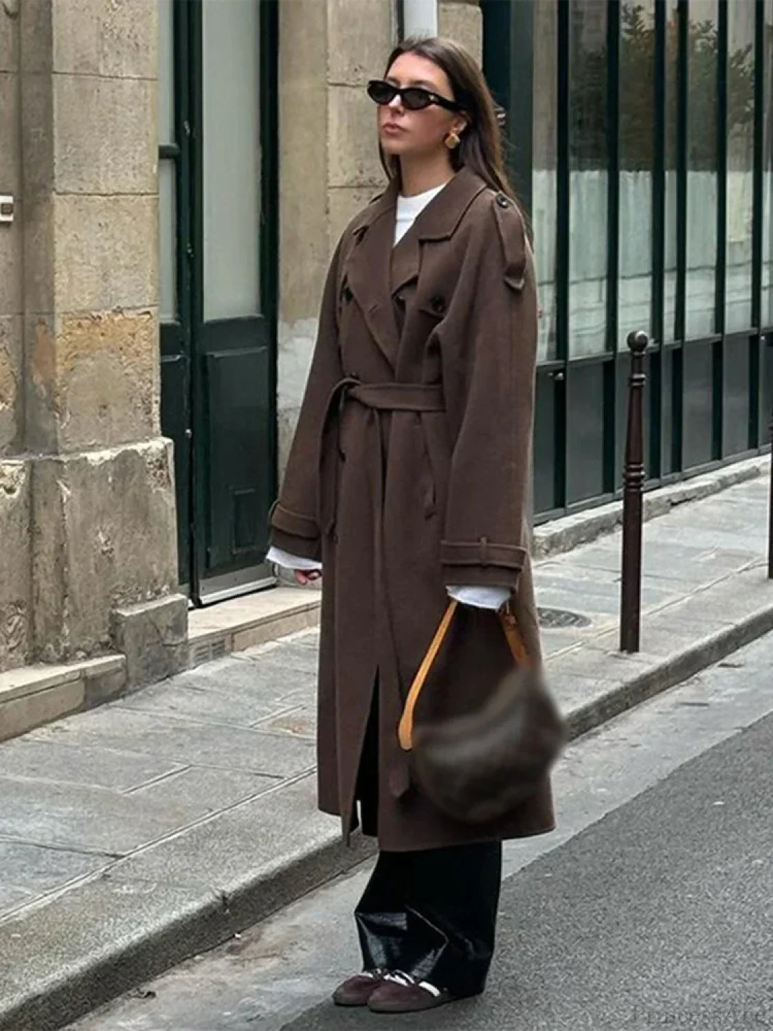 Turn-down Collar Double-breasted Overcoat