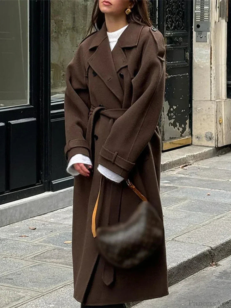 Turn-down Collar Double-breasted Overcoat